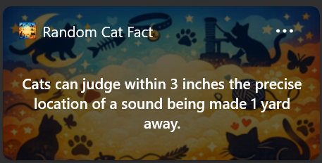 Random Cat Fact widget - small size showing fact text only