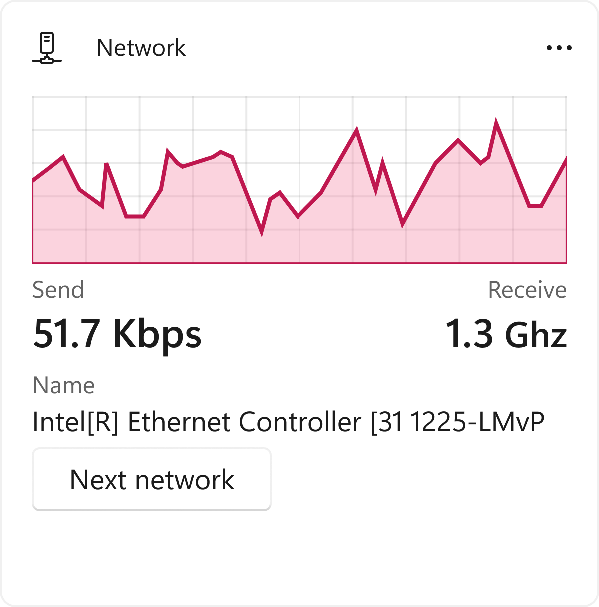 Network Widget showing download and upload speeds